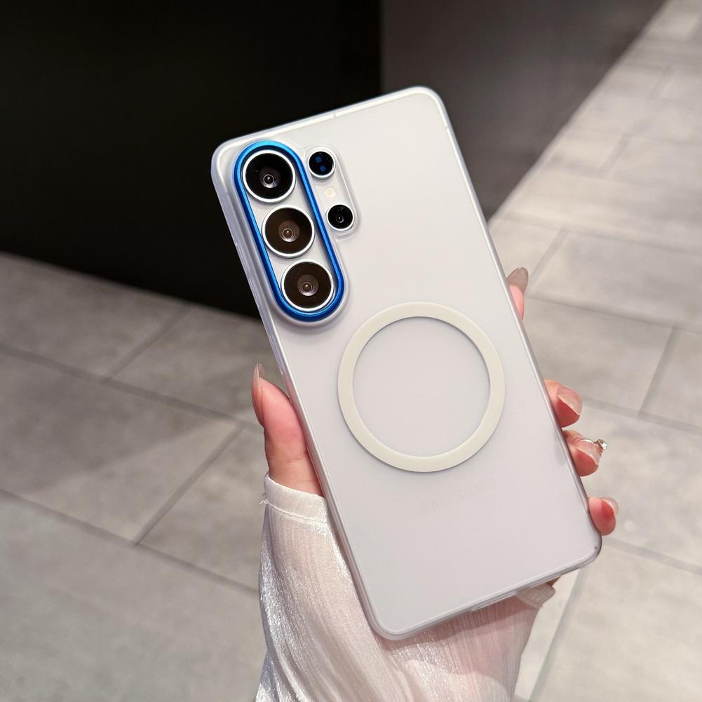 Suitable for Samsung S25 S26 Ultra S26+ Matte Skin Magnetic Phone Case Translucent Matte with Metal Camera Ring Protective Cover
