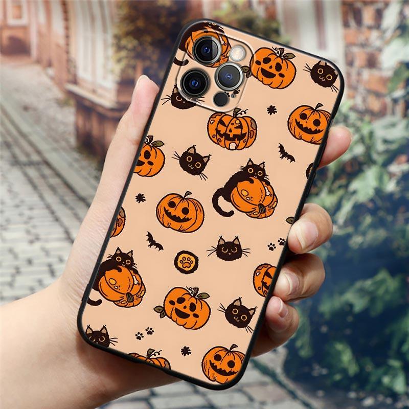 Happy Halloween Cat Pumpkin Phone Case For Apple iPhone 17 16 15 14 13 12 11 Pro Max 16 Plus 17Air 17PM Back Cover Silicon Funda