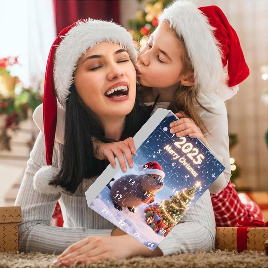 Christmas Countdown Capybara Ornament 2D Acrylic 24 Days Calendar Ornament for Holiday Seasonal Thanksgiving Easter Home Kids