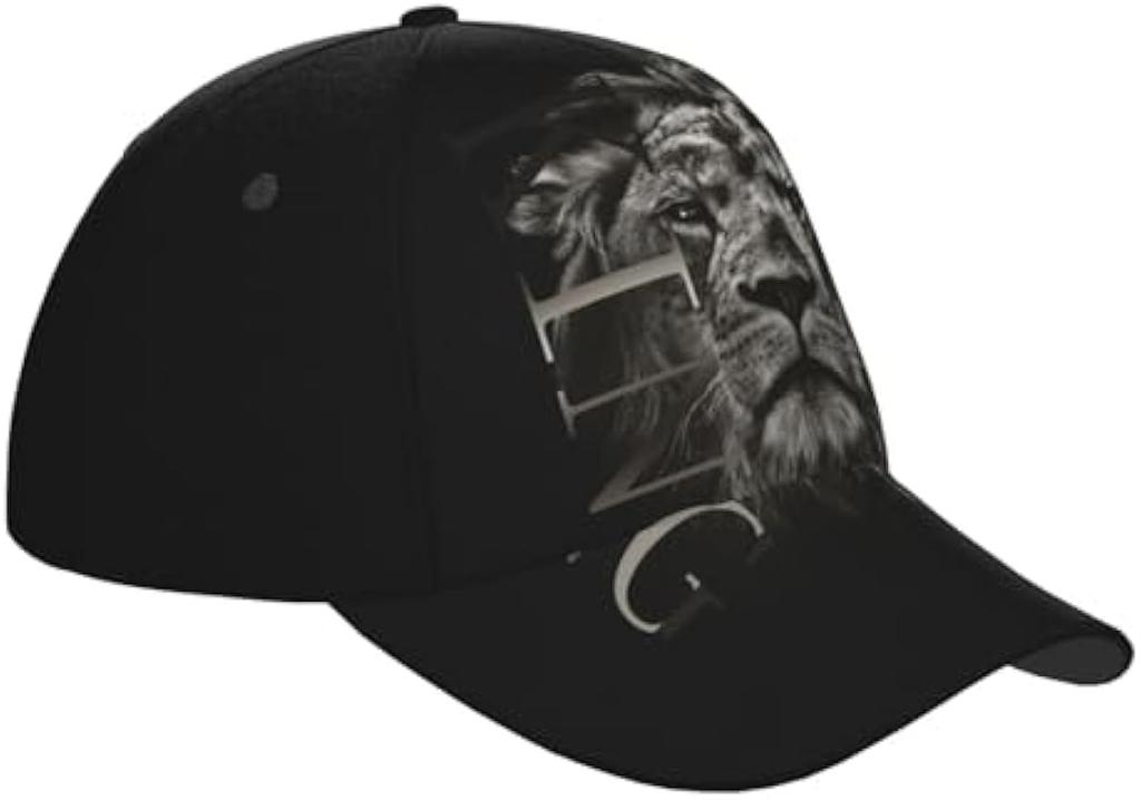 Black White Lion Portrait King Cap Men Baseball Cap Cool Sun Hats Adjustable Cap Mens Hat Trucker Hat King for Women Men