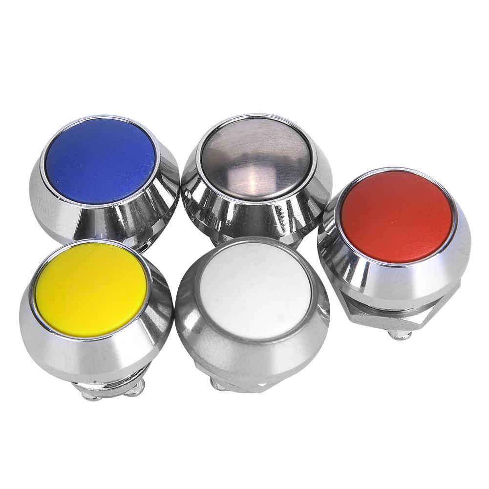 

5Pcs Push Button Switch Metal 1NO 12mm 2A 36VDC with 5Pcs Nuts (red,yellow,blue,white,metallic)