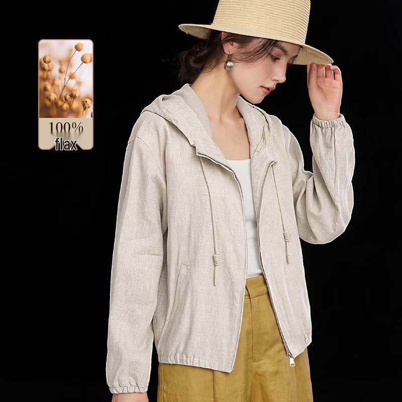 Wudao Women s 100% Linen Lightweight Hoodie One Size