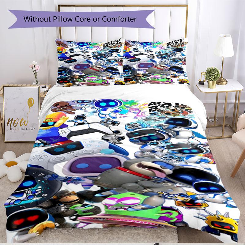 3pcs Duvet Cover Set (1*Duvet Cover + 2*Pillowcase, Without Core), Cosmic Bot Crew Print Soft All‑Season Bedding Set, Home Bedroom Decor Gift
