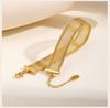 Wide Brand Stainless Steel Mesh Link Chain Bracelet For Women, Adjustable Wirst Jewelry Non Tarnish Waterproof