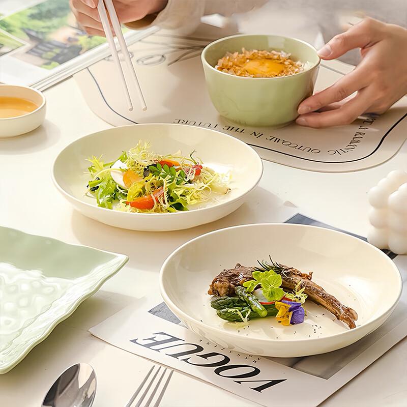 Cream Style Hand-Pinched Ceramic Deep Plates (8-inch, 2-pack)