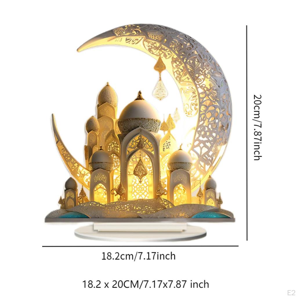 Acrylic Moon Castle Decoration with Base 2D Delicate Decorative Craft Centerpiece Desktop Ornament