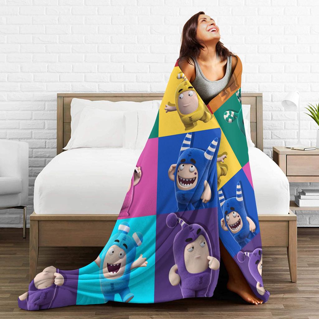 Coperte Oddbods Carino Cartone Animato Aereo Viaggio Flanella Plaid Per Camera Da Letto Morbido Caldo Qualità Copriletto Idea Regalo