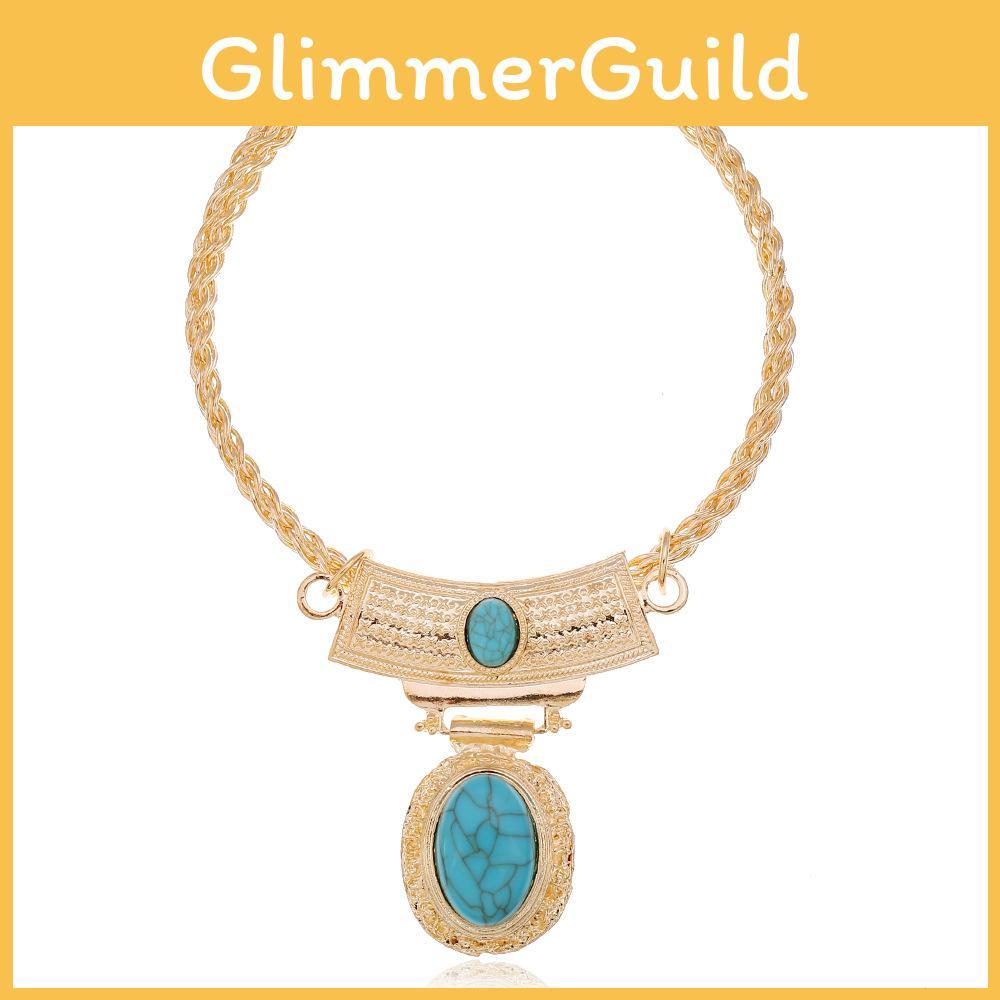 Ethnic Art Inspired Alloy Geometric Pendant Necklace With Water Chain For Womens Accessories