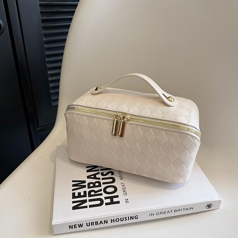 2026 Rhombus Retro Cosmetic Bag Large Capacity Cosmetic Storage Bag Multi-functional Travel Portable Toilet Bag