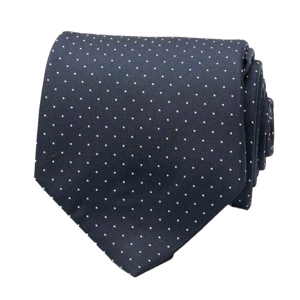 Robert Fraser Silk Necktie for Business and Formal Wear (Dot/Navy)