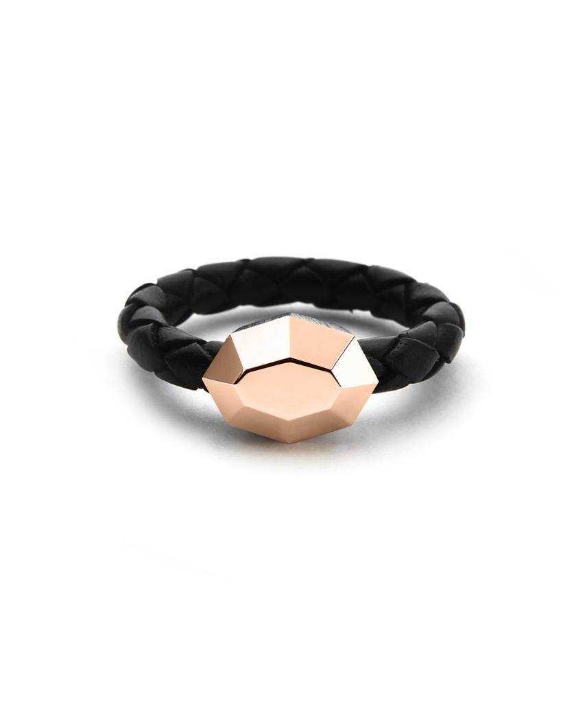 Saai Sweet Brick-8 Men'S Leather Ring (Rose Gold) (C Type)