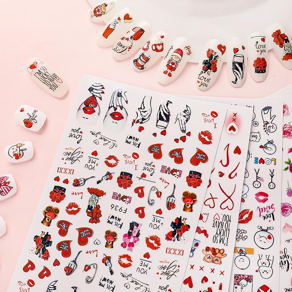 1PCS Valentine's Day Cartoon Nail Art Stickers