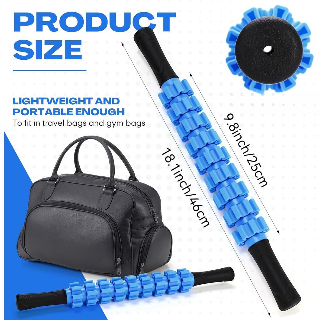 Muscle Roller Bar, Independent Roller Massage Bar, Anti-slip Grip, Yoga, Fitness, Recovery, Leg and Back Pain Relief
