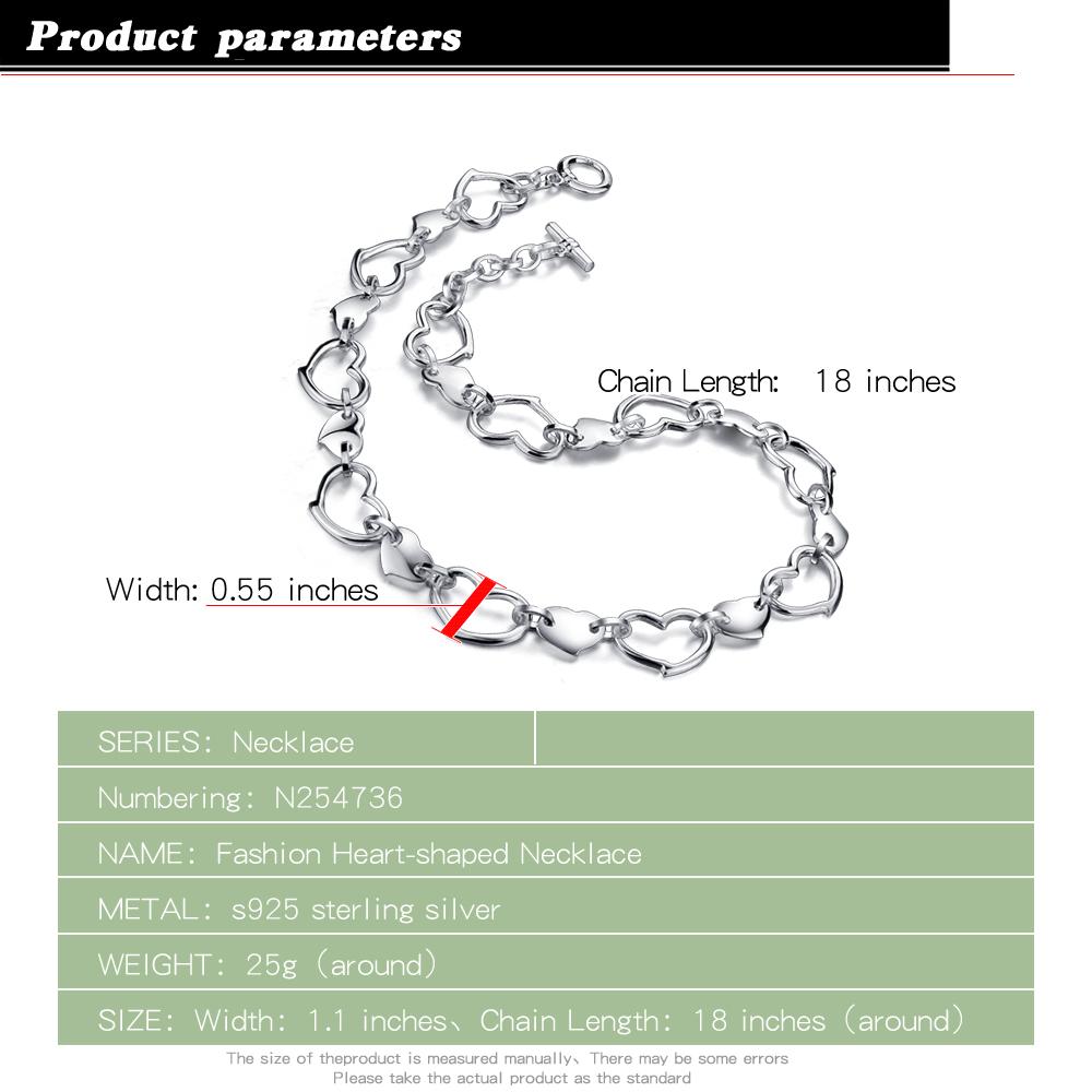 New Fashion 100% 925 Sterling Silve Heart  Pendant  Necklace Women Choker Bohemian Wedding Party Jewelry Gift