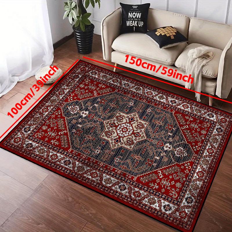 

1 piece of vintage bohemian style floor mat - non-slip, machine washable, high-quality mat, 100% polyester fiber, vintage design suitable for living 39*59Inch