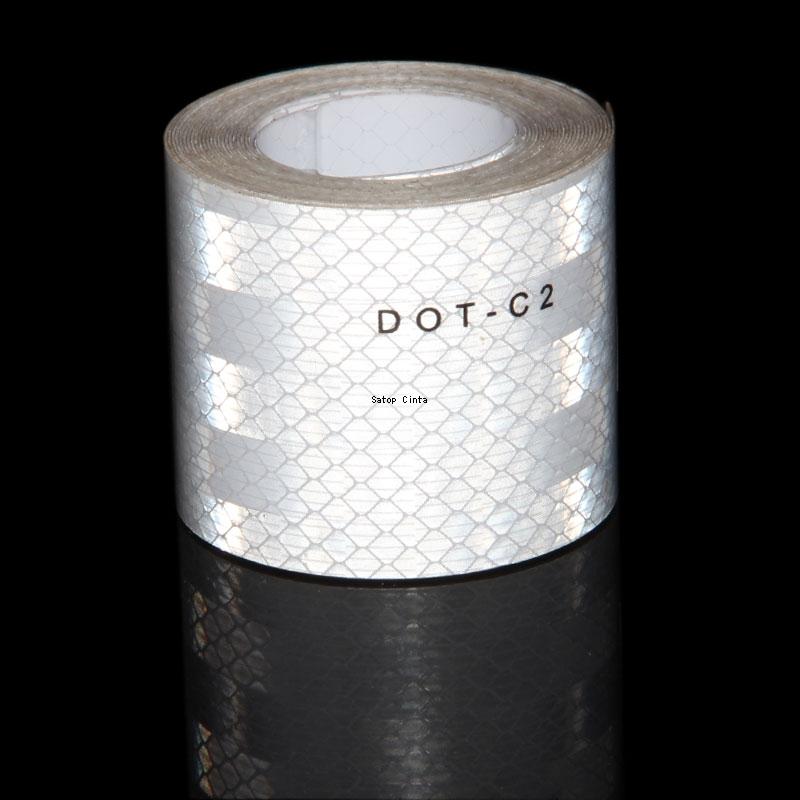 5cm*10m White DOT-C2 Reflective Tape Adhesive Safety Conspicuity Stickers His Vis Waterproof Reflectors Truck Strips For Vehicle