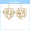 Pendant Heart Alloy Earrings With Butterfly Flower Design For Women