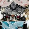 Halloween Bloody Creepy Gauze Cloth Large Black Gauze Spooky Blood Fabric Cloth for Halloween Party Home Outdoor Yard Decoration