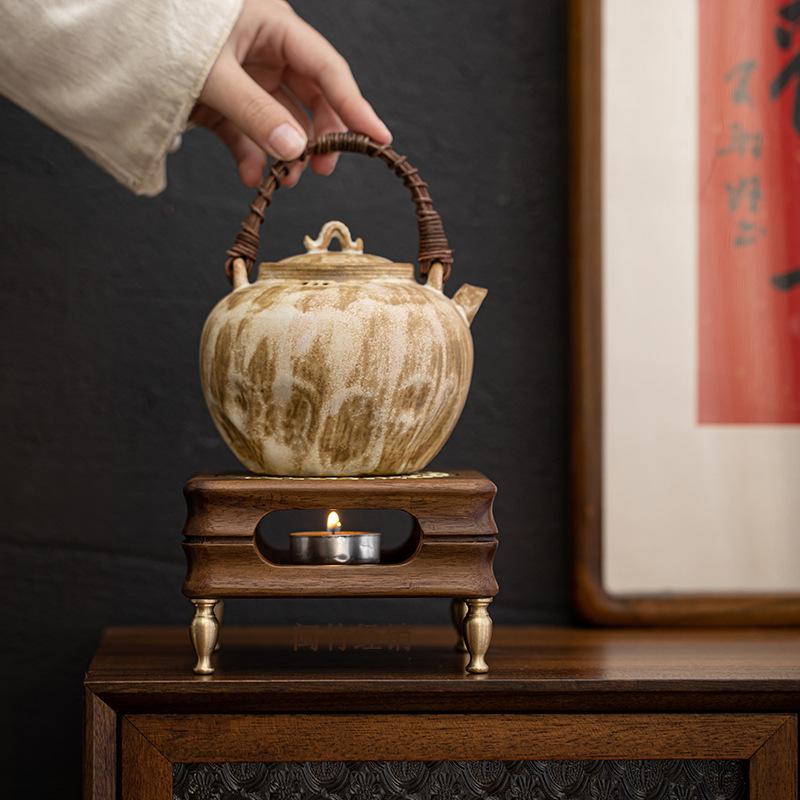 Black Walnut Warm Tea Stove Flower Teapot Candle Heating Roast Tea Stove Home Hotel Thermal Tea Boiler Warm  Stove