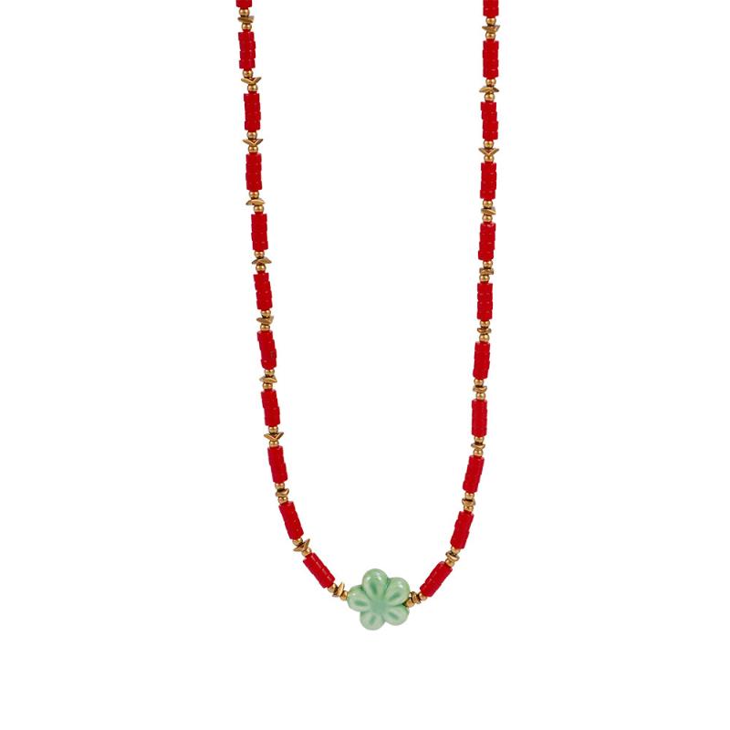 

Necklace Colored Natural Stone Sea Horse Sea Star Flower Stainless Steel Pendant Women S Beach Style European American A2