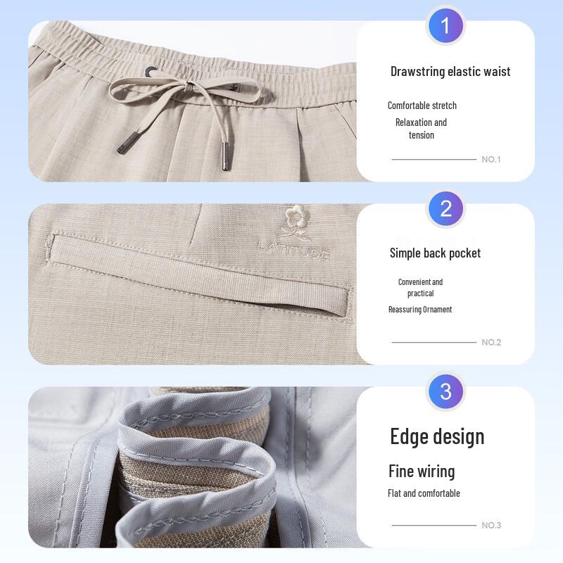 Montagut Men's Antibacterial Cooling Linen Tencel Casual Pants