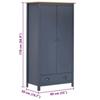Wardrobe - VIDAXL - Hill Range - Solid Wood - Grey - 2 Doors
