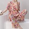 Short-sleeved Trousers Cotton and Silk Pajamas Women's Summer Thin Suit Japanese Sweet Anti-bumps Can Be Worn Outside Cotton Silk Loungewear