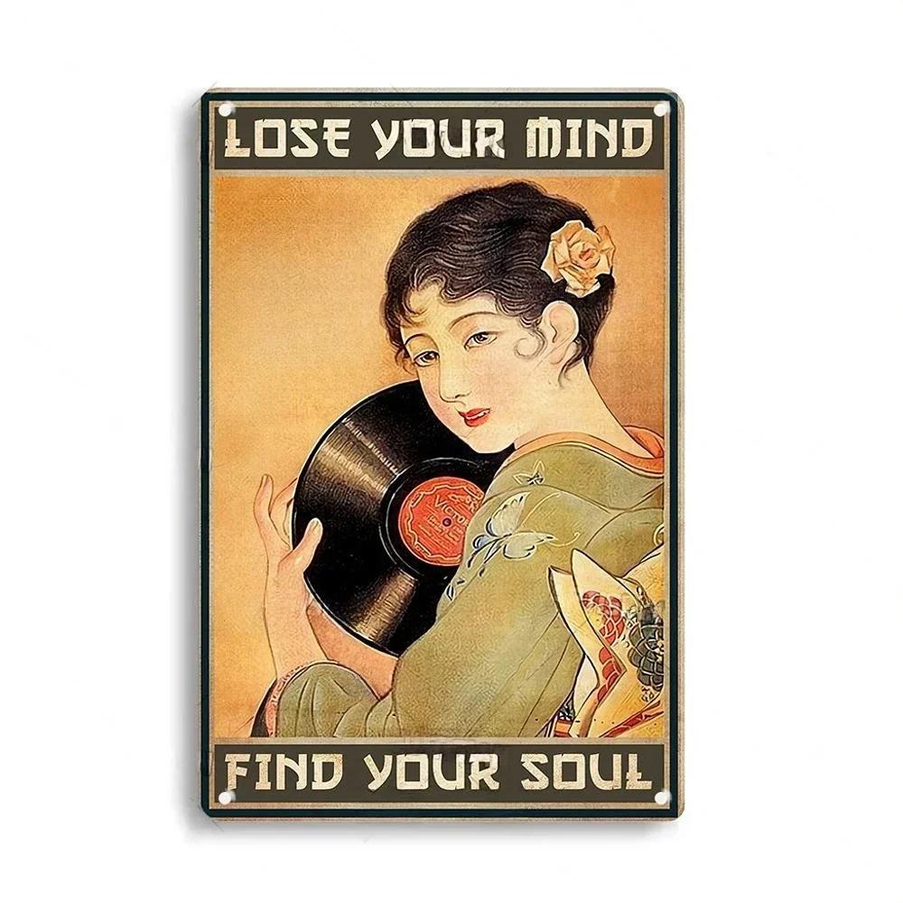 Vintage Rusty Vinyl Records Metal Aluminum Sign Retro Decorative Plate Classic Music Sign Home Studio Bar Man Cave Wall Decor