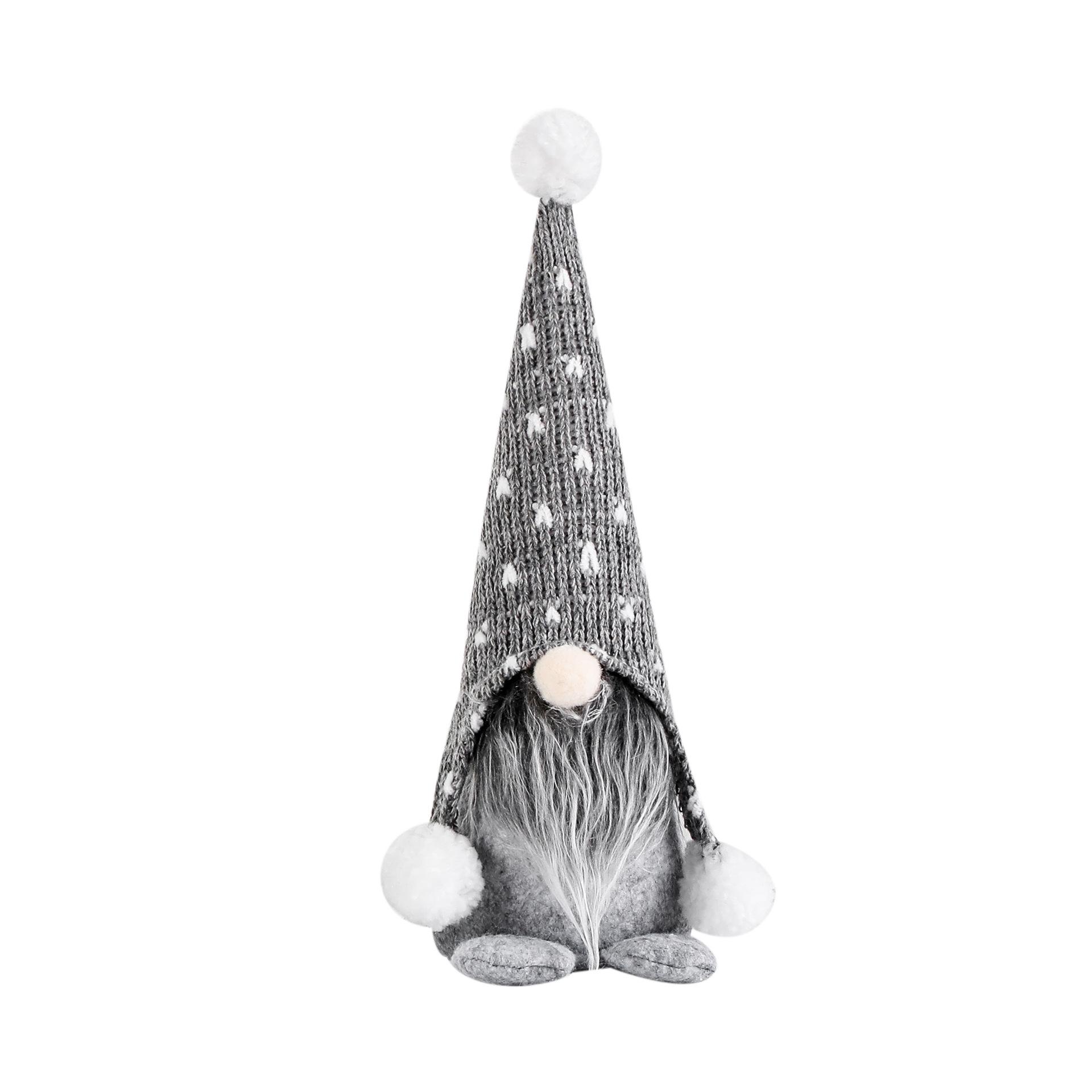 Nordic Forest Man Knitted Hat Ornament: Faceless Rudolph Doll with White Beard