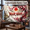 Floral Garden Theme Throw Blanket Custom Name Text Personalized Blanket Soft Cozy Blanket for Home Sofa Bed