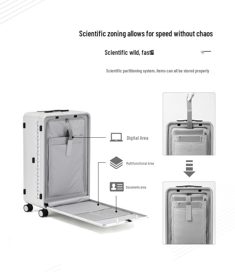 Super Thick Aluminum-Alloy Suitcase, 20-Inch Side-Opening, 24-Inch Front-Opening, 26-Inch Trolley Case for Men and Women