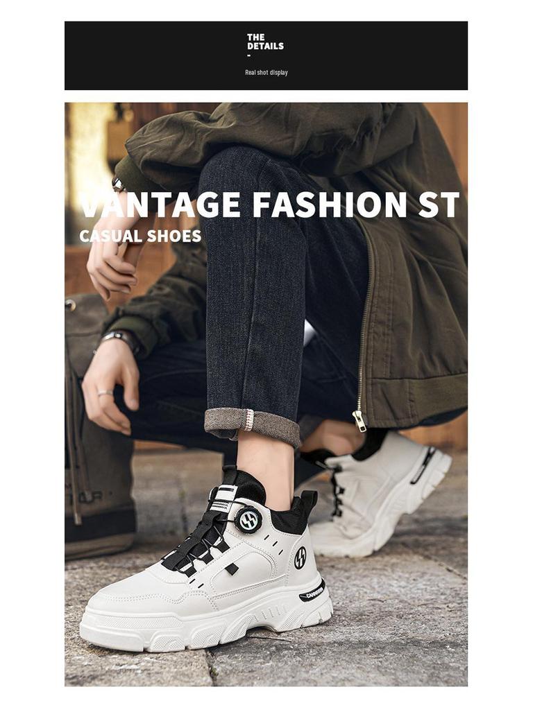 Men's High-Top Martin Work Boots - Trendy Autumn Casual, Thick-Soled, All-Match Labor Protection Boot