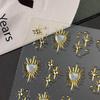 2 pcs Shiny Crystal Stars Adhesive Nail Decals Golden Heart Starlight Stickers for Nails Halloween Thanksgiving Nail Art Accesso