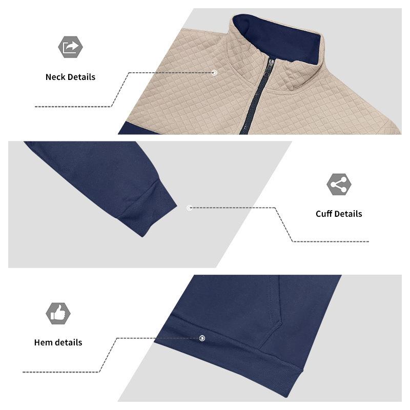 Lässiges Herren Sweatshirt mit Farbblockdesign, locker, übergroß, Stehkragen, Reißverschluss