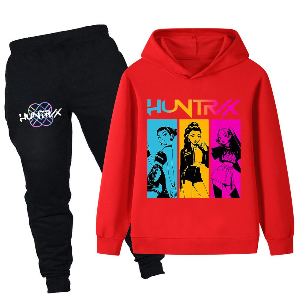 PB1203 Kinder Jungen Mädchen Kpop Mira Zoey Rumi Druck Langarm Kapuzenpullover Hose Hosen Kleidersets