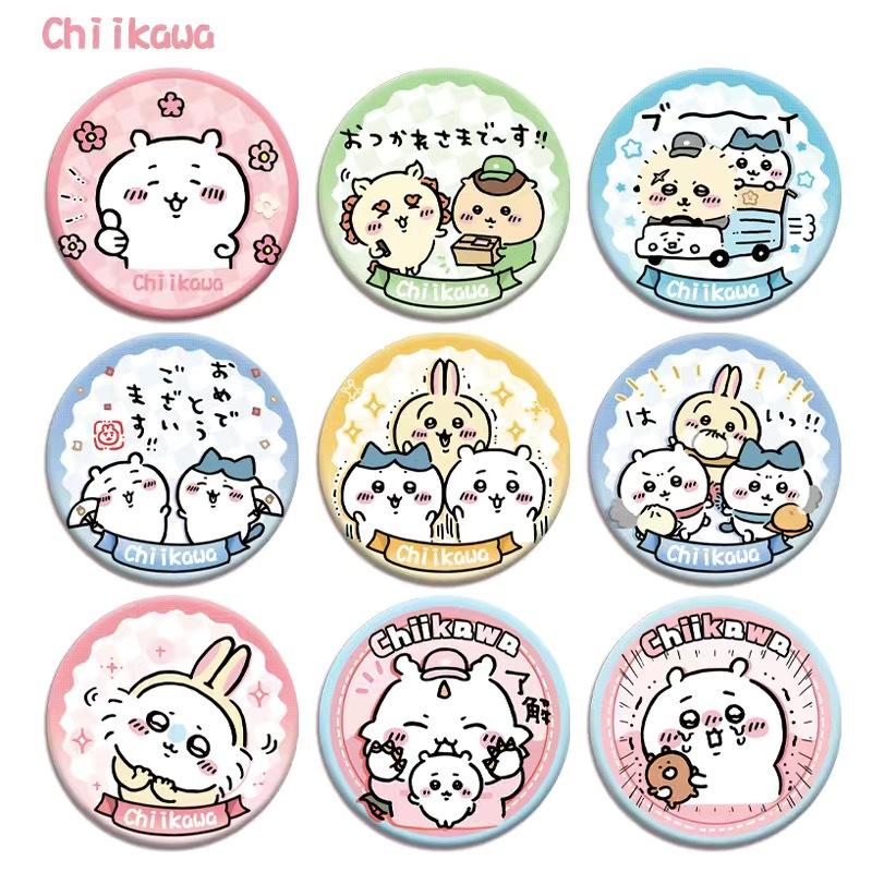 Chiikawa Jii Badge Emoticon Pack Usachi Hachiware Cute Cartoon Series Peripheral HD Tinplate Laser Bars Friend Gift