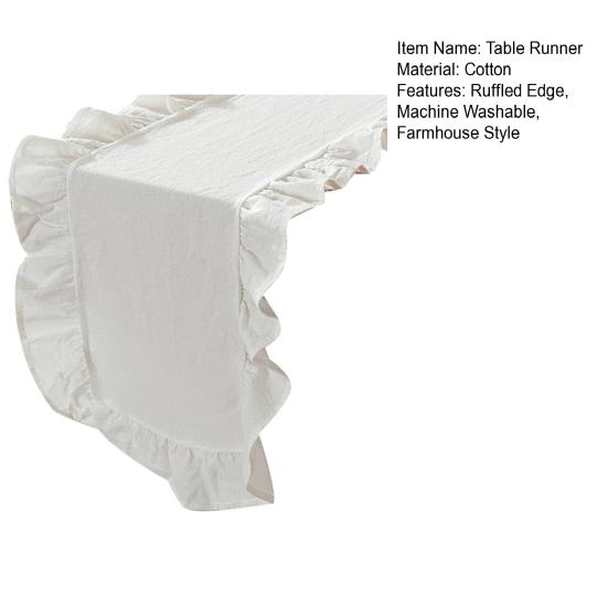 Ruffled Table Runner Scalloped Edge Rustic Table Runner Washable Farmhouse Style Table Runner for Dining Table Wedding Bride Shower Party Decoration