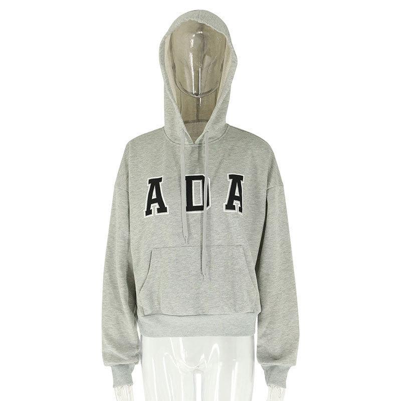 Europa e Stati Uniti commercio estero transfrontaliero caldo casual versatile stampa lettera ADA felpa con cappuccio larga personalizzata strada donna