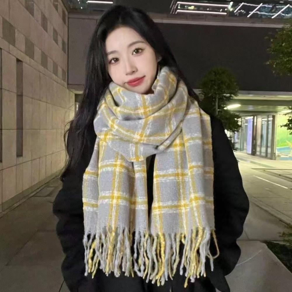 Plaid Pattern Neck Warmer Faux Cashmere Winter Scarf New Women's Scarf  Fall Winter Wear