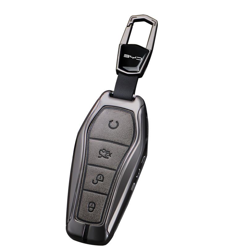 Car Remote Control Key Case Cover For BYD Song Plus Atto 3 Han EV Tang DM Qin Seal Dolphin Zinc Alloy Leather Key Holder Shell