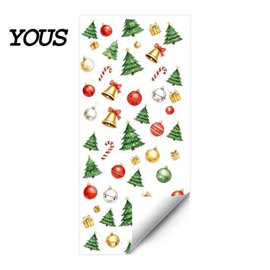 No Residue Window Cling Christmas Static Cling, Xmas Tree Snowman Santa Hat Bell Glass Sticker, Removable Reusable Decoration Decal for Holiday Party