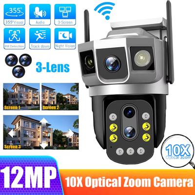 LS VISION 6K 12MP Drahtlose WIFI/4G IP Kamera Drei Objektiv 10X Optischer Zoom CCTV Wasserdichte PTZ Auto Tracking Sicherheit im freien Webcam
