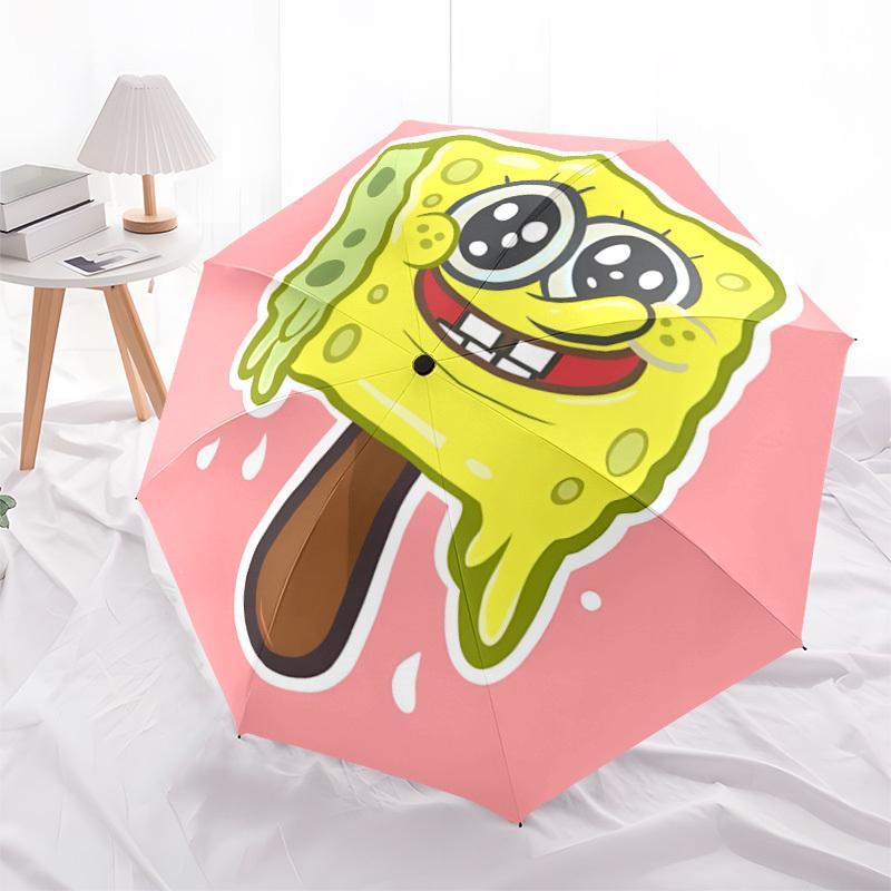 1pc SpongeBob SquarePants Automatic Open/close Folding Portable Umbrella with 8-Rib Structure for Women/Men, All-Season Use A0901110