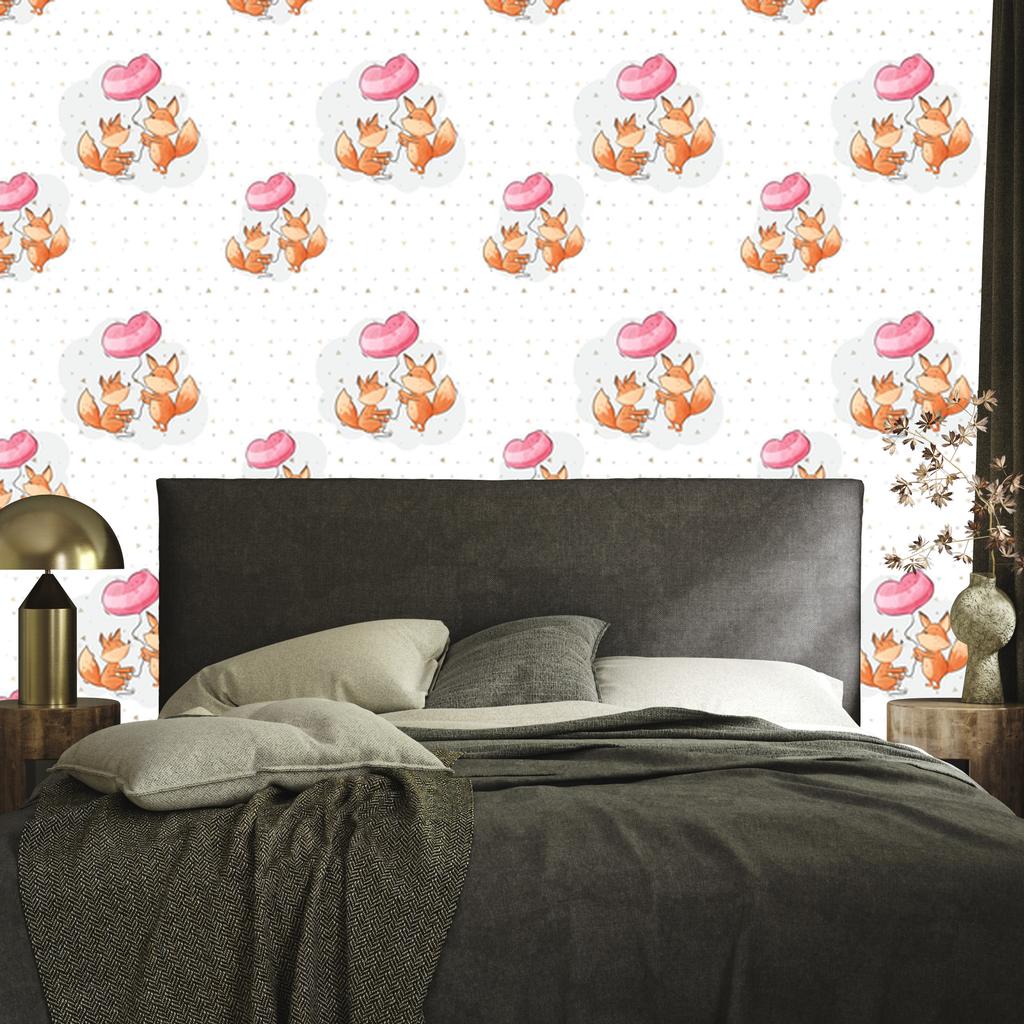 Foxes with balloons wallpaper for living room and bedroom 50x1000