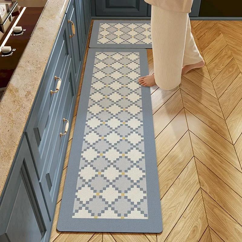 

Carpet for Kitchen Floor Mat Pvc Leather Carpets Waterproof Non-slip Rug Long Foot Mats Oil-proof Blue Home Decoration Rugs 40x180cm