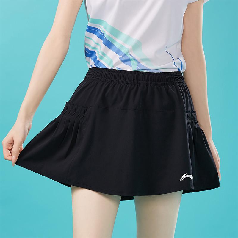 Li Ning Badminton Series Sports Simple Solid Color Quick-Dry Comfortable Skirt Women Skirts Black ASKV010-1