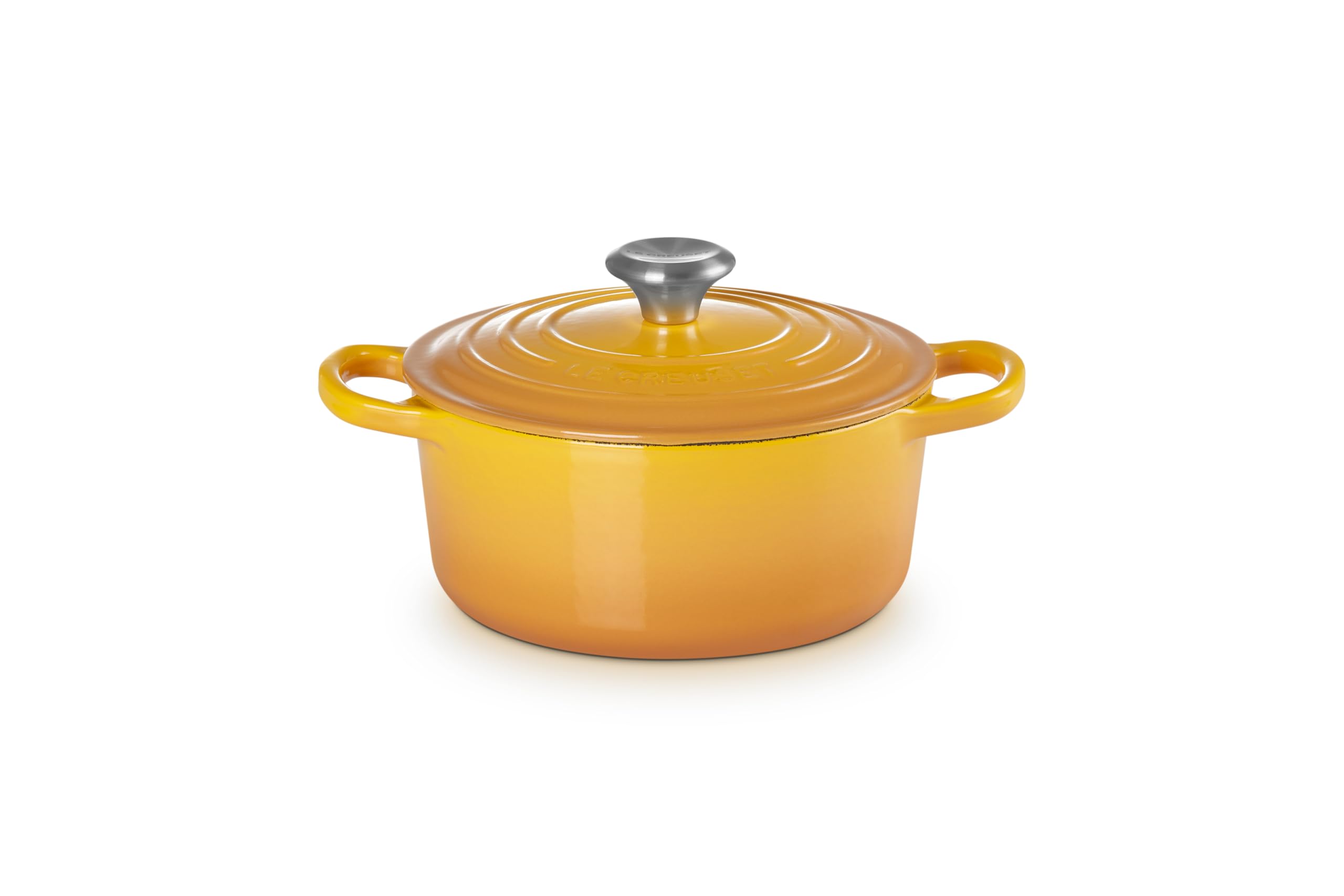 

Le Creuset Signature Cocotte Enameled Cast Iron Pot with Stainless Steel Oven and Dishwasher Safe Japanese Ronde, 18cm, Nectar, Handle, [Official