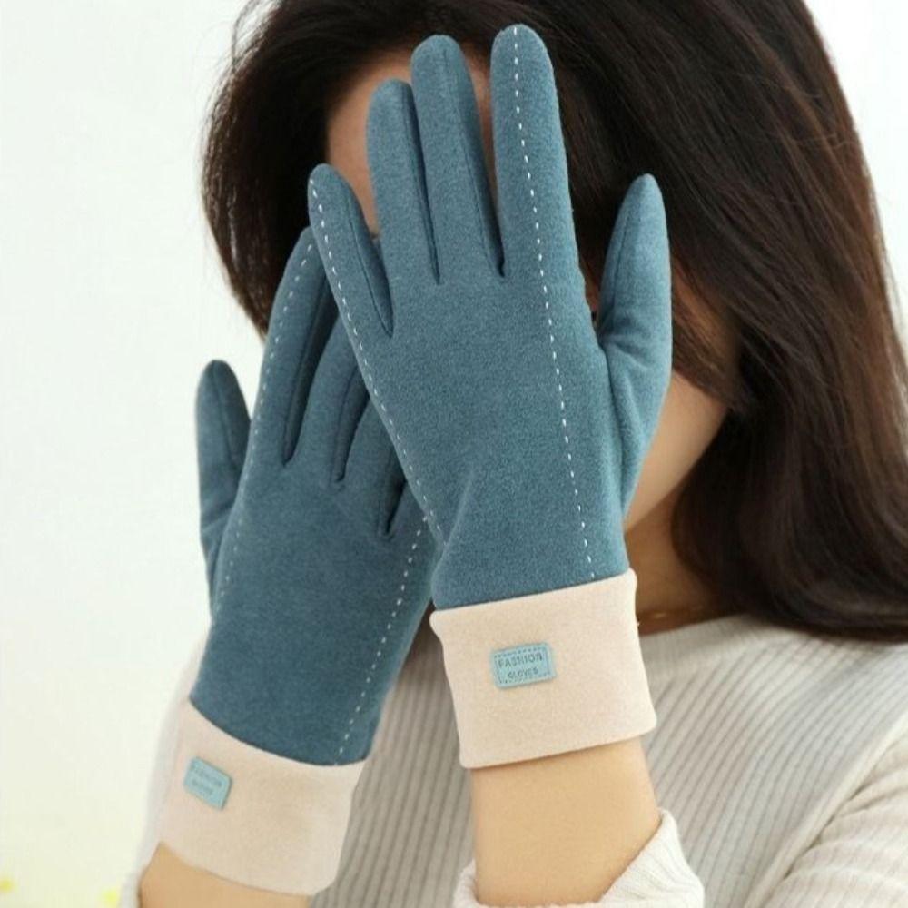 Keep Warm Plush Mittens Solid Color Gloves Sweet Winter Velvet Gloves Autumn