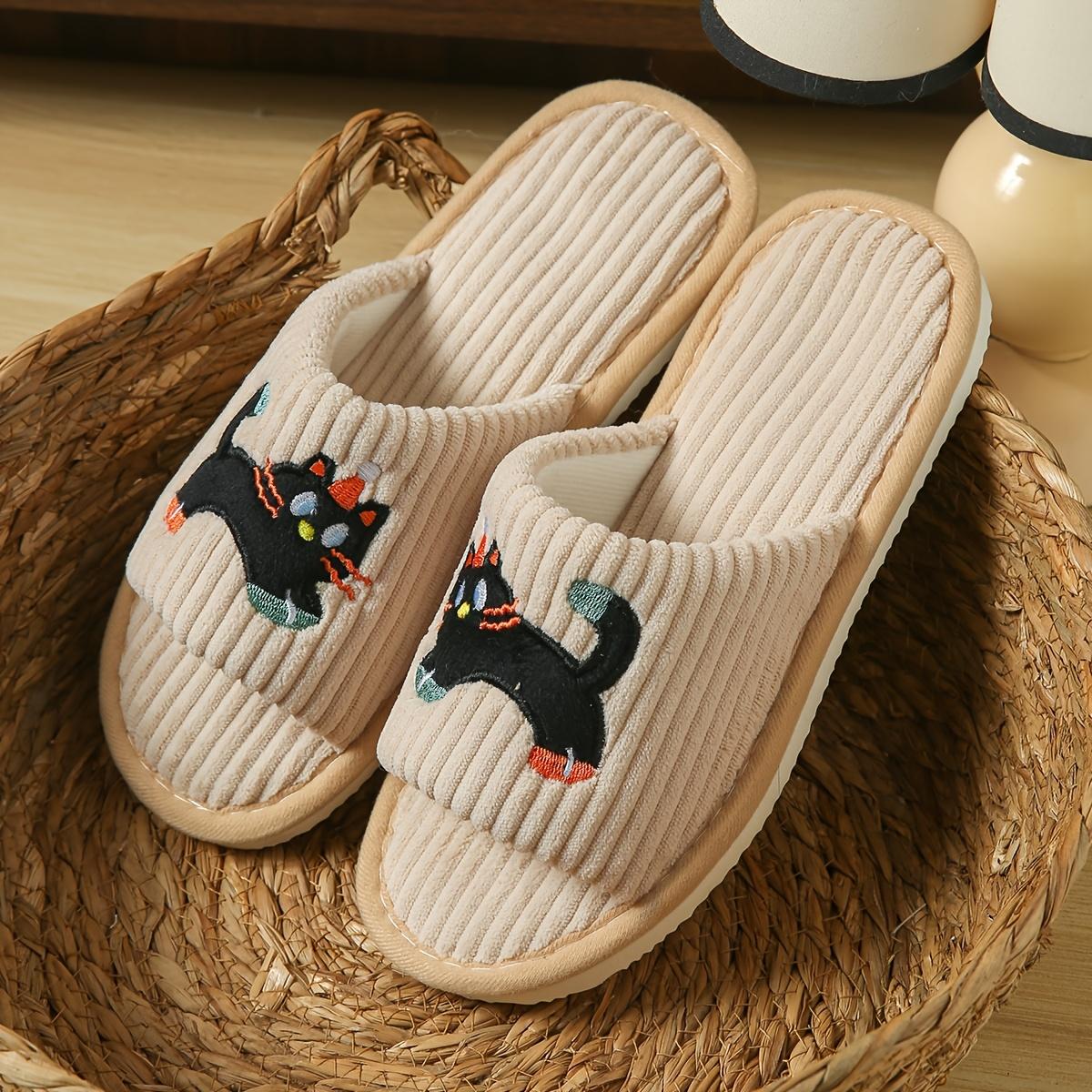 

Women s & Unisex Slip-On Slippers with Cute Cat Face & Paw Print Design - Soft Fabric Upper & EVA Cushioned Insole, All-Season Indoor/ House Shoes Size 42-43 бежевый