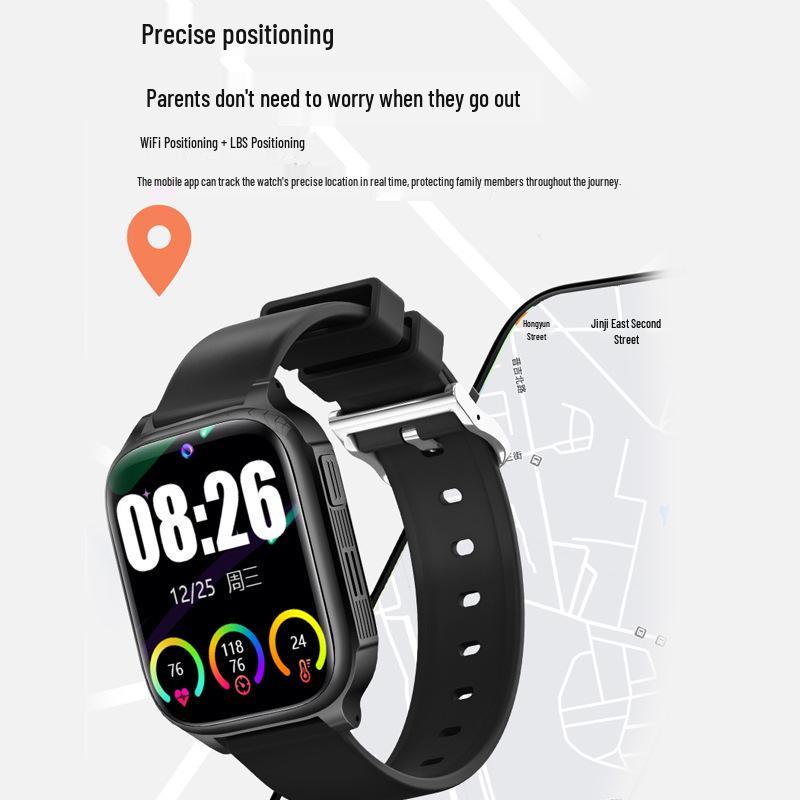 Elderly & Kids 4G SOS Smartwatch with Call, Blood Pressure Monitor, and SIM Card Slot